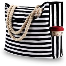 Oversized Waterproof Canvas Beach Bag With 4 Inner Pockets For Travel Fitness Swimming