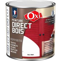 Peinture satinée spéciale microporeuse pour bois neufs ou anciens OXI peinture direct bois Blanc (li170) 2.5 litres