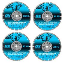 OX Trade XL-10 12 Inch Segmented Diamond Blades x4 Cutting Discs 300/20mm