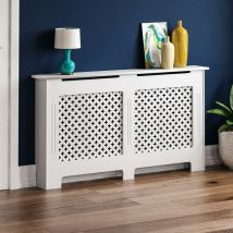 Oxford Radiator Cover mdf Modern Cabinet Grill, White, Large
