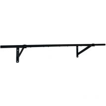 4ft Wall Mounted Garment Clothes Rail Super Heavy Duty All Metal Black - Oypla