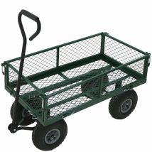 Oypla - Heavy Duty Metal Gardening Trolley - Green Trailer Cart