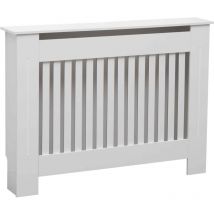 Oypla - Medium White Wooden Slatted Grill Radiator Cover mdf Cabinet