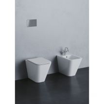 Paar bodenstehende Sanitärkeramik 36x55 cm aus glänzender weißer Keramik Azzurra Ceramica Build - Con copri wc Standard