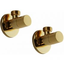 Paar goldfarbe Hähne zum Anschluss von runden Mischbatterien Sphera Gold