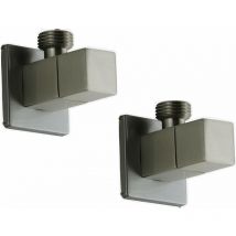 Paar rechteckige Eckventile in gebürsteter Edelstahl Sphera edelstahl gebürstet