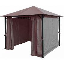 Quick-star - Pabellón metálico de jardín Nice 3x3m Antique Party Taupe ral 7006 con 4 paneles laterales