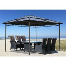 Pabellón metálico Hardtop 3x3m incl. Juego de paredes laterales y cinta filtrante antipolvo Paneles de red doble Carpa de policarbonato para jardín