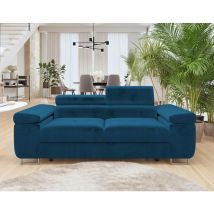 Bestmobilier - Pablo - canapé droit 2 places avec têtières ajustables - en velours - bleu