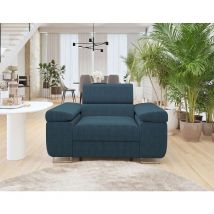 Bestmobilier - Pablo - fauteuil avec têtière ajustable - en velours côtelé - bleu