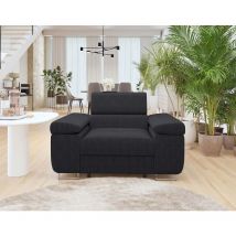 Bestmobilier - Pablo - fauteuil avec têtière ajustable - en velours côtelé - noir