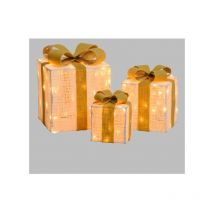 Set 3 pacchi regalo 3d h40 35 30cm 240 led colore oro traditional d. 5mm