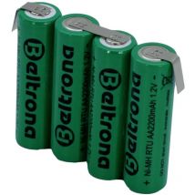 Pacco batteria 4x Stilo (aa) Beltrona RTU4AAZ linguette a saldare a z NiMH 4.8 v 2200 mAh