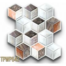 Eternalparquet - pacco da 4 Pannelli 3D Autoadesivi in pvc 30X30cm vari decori ultrarealistici ideali per bagni e cucine-CUBI di marmo - TPWP542