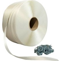 Pack 1 Draht-zu-Draht-Umreifungsband 13 mm x 1100 m + 250 Schlaufen - Hochfestes Textilband 375kg Tecplast PFF1