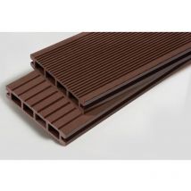 Mccover - pack 1 m² Tarima de exterior compuesta doble - Chocolate, l: 240 cm, a: 14 cm, e: 25 mm, Cobertura: 1 m²