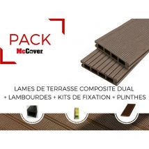 Mccover - pack 1 m² Tarima de exterior compuesta doble - Beige claro, l: 360 cm, w: 14 cm, e: 25 mm