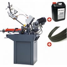 Scie à ruban pour métaux 0-60° capacité de coupe ronde 225 mm 1,5 kW 400V 2 vitesses avec 5 lames de scie et 5L d'huile de refroidissement Torros