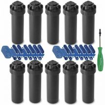 Rain Bird - Lot de 10 Arroseur 5004-PC. Turbine portée de 7,6 à 15,2 mètres. Filetage femelle 3/4'' Arrosage professionnel de jard