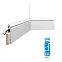 Pack 10 mètres Plinthe de rénovation SX186 avec colle Orac x Cimaises-et-plus