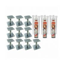 Simpson Strong Tie - Pack 10 Pieds de poteau réglable APB100/150 + 3 Scellements chimiques beige multi-matériaux poly-gp 300ml simpson