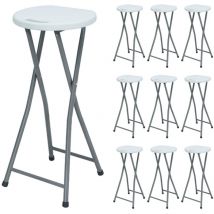 Pack 10 Taburetes Plegables Alto Blanco 30x76cm Thinia Home