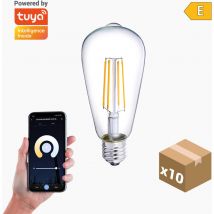 Sulion - Pack 10X Ampoule Edison Smart led Filament Smart ST64 E27 cct+dim 7W 806lm wifi Compatible avec Alexa et Google Home