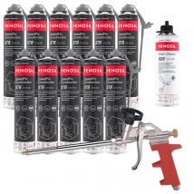 Penosil - Pack 11 Mousses colle universelle SpeedFix Construction 878 pistolable 690ml + Nettoyant FoamCleaner929 500ml + Pistolet