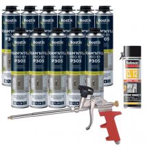 Bostik - Pack 11 Mousses expansives pu pistolable P305 Foam'n'Fill 750ml + Nettoyant mousse pu CL12 500ml + Pistolet manuel