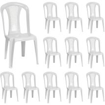 Pack 12 Sillas de Exterior Apilables sin Reposabrazos Napoli 49x42x88cm 7house