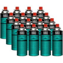 Intec - Pack 16 Bouteilles de gaz Butane 227gr Cartouche gaz Camping Compacte Encliquetable Réchaud Désherbeur Barbecue