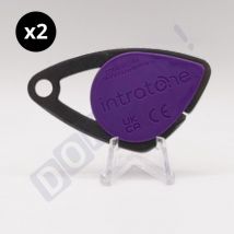 Lot von 2 elektronischen Namensschildern Intratone violett - Mifare-Namensschilder aus Edelstahl 08-0109 (wird nur vom Verwalter programmiert)