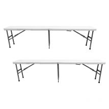 The Homeweeks - Pack 2 Bancos Plegables Normativa Uso Publico / Privado Solid 180 x 28 x 43cm. Tablero hdpe 3,8cm y Estructura Acero Capacidad 6