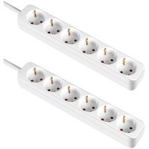 7hsevenon - Lot de 2 x 6 barrettes de prises Schuko 1m Blanc sans interrupteur