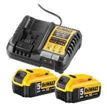 Pack Starter 18V DEWALT 2 batteries Li-Ion 5Ah + chargeur - DCB1104P2