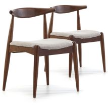 Vs Venta-stock - Pack 2 chaises Corzo, Couleur Noyer, Bois Massif, 52,5 cm x 50 cm x 74.5 cm