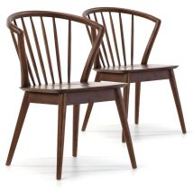 Vs Venta-stock - Pack 2 chaises Mura, Couleur Noyer, Bois Massif, 55 cm x 58,5 cm x 84 cm