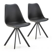 Pack 2 chaises Salle à Manger Cross Style Nordique Noir, 54 cm x 49 cm x 84 cm