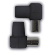 O91 - Pack 2 Conectores Coaxiales Acodados Macho/Hembra Negro 9&1