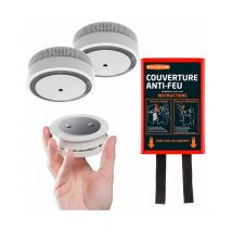 Pack 2 détecteurs de fumée + 2 supports aimantés + 1 couverture anti-feu - EVACUATE