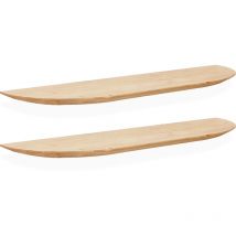 Pack 2 estanterías redondeadas de madera maciza flotantes tono roble medio 120cm