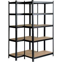 Pack 2 Estanterías Metálicas en Kit CATTERHOUSE Hans Plus 90x40x180 cm Estanterías de Almacenaje Color Negro con 5 Baldas Ajustables Soportan hasta