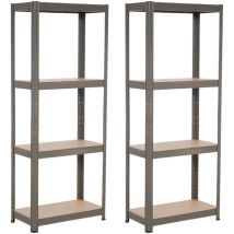 7house - 7H seven house - Estantería Modular Metálica (Pack 2), Acero y mdf Antihumedad, Hogar, Trastero, Cocina, Oficina, 4 Baldas Ajustables, Máx.