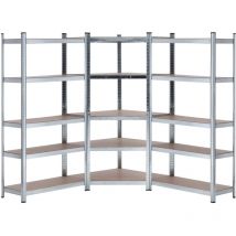 Orion91 - Pack 2 Estanterías Modulares + 1 Estantería Esquinera, Acero y mdf Antihumedad, Hogar, Trastero, Garaje, Taller, Comercio, 5 Baldas