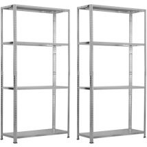 7house - Pack 2 Estanterías Modulares Metálicas SteelSmart con 4 Baldas 160kg 145x30x70cm