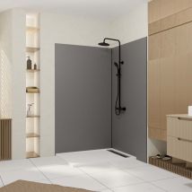 Aurlane - Pack 2 Panneaux Muraux en Aluminium Gris 120x210 cm + Profilés Finition et Angle Noir