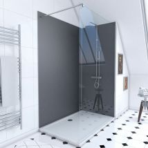 Aurlane - Pack 2 panneaux muraux + receveur + paroi en verre trempé transparent + barre de fixation