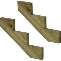 Vinuovo - Pack 2 pièces - Limon bois autoclave - 3 marches - h 51cm