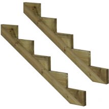 Vinuovo - Pack 2 pièces - Limon bois autoclave - 5 marches - h 85cm
