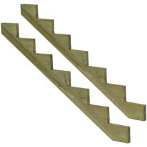 Vinuovo - Pack 2 pièces - Limon bois autoclave - 7 marches - h 119cm